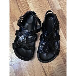 Toteme Black The Chunky Sandal Black Croco Style Shoes 41